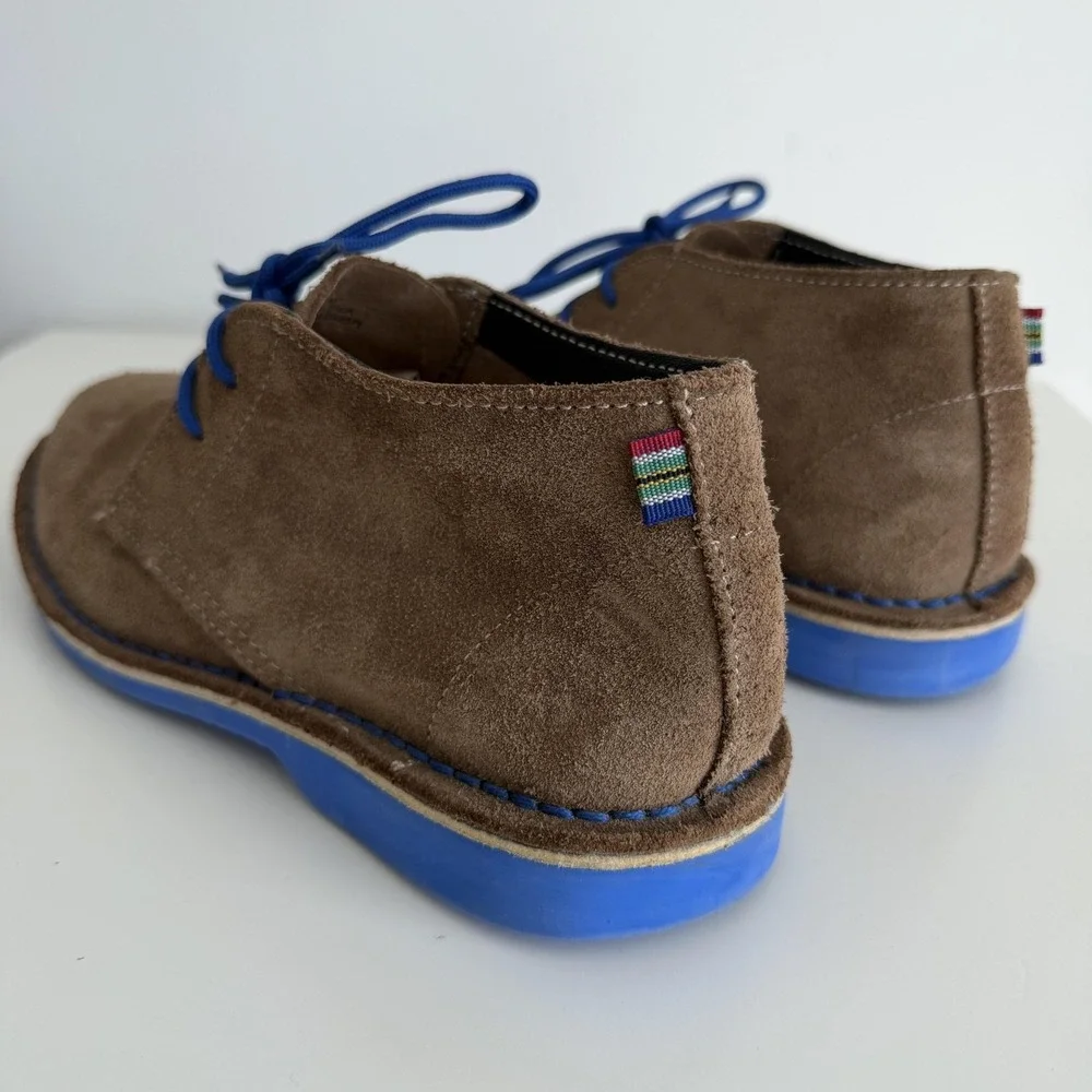 Veldskoen Boots Mens 8 Brown Suede Ankle Chukka Blue Sole Lace Up Casual Boots